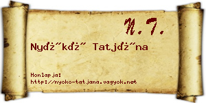 Nyókó Tatjána névjegykártya